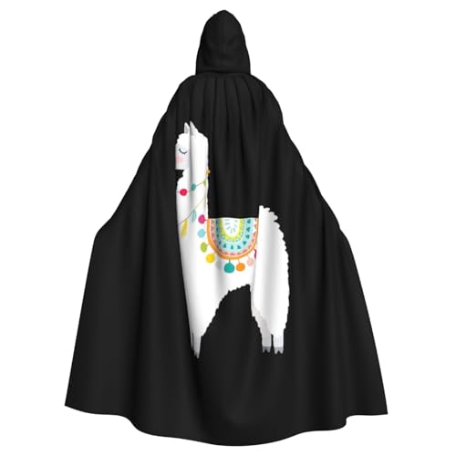 JIUTY Maskerade mit Lama-Druck, für Erwachsene, wirtschaftlicher Kapuzenumhang, 140 cm lang, perfekt für Halloween-Partys, Tänze von JIUTY