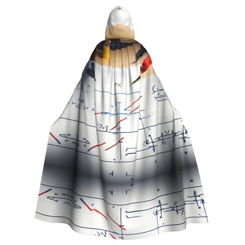 JIUTY Maskerade mit Mathe-Formel-Druck, für Erwachsene, wirtschaftlicher Kapuzenumhang, 140 cm lang, perfekt für Halloween-Partys, Tänze von JIUTY
