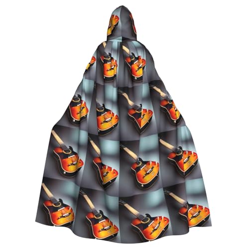 JIUTY Maskerade mit Musikgitarren-Druck, für Erwachsene, wirtschaftlicher Kapuzenumhang, 140 cm lang, perfekt für Halloween-Partys, Tänze JIUTY Maskerade mit Musikgitarren-Druck, für Erwachsene, wirtschaftlicher Kapuzenumhang, 140 cm lang, perfekt für Halloween-Partys, Tänze von JIUTY