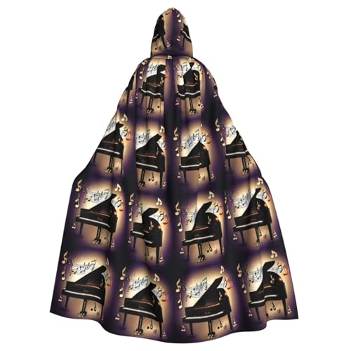 JIUTY Maskerade mit Musiknoten, Klavierdruck, für Erwachsene, wirtschaftlicher Kapuzenumhang, 140 cm lang, perfekt für Halloween-Partys, Tänze JIUTY Maskerade mit Musiknoten, Klavierdruck, für Erwachsene, wirtschaftlicher Kapuzenumhang, 140 cm lang, perfekt für Halloween-Partys, Tänze von JIUTY