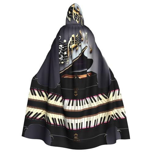 JIUTY Maskerade mit Musiknoten, Klavierdruck, für Erwachsene, wirtschaftlicher Kapuzenumhang, 140 cm lang, perfekt für Halloween-Partys, Tänze von JIUTY
