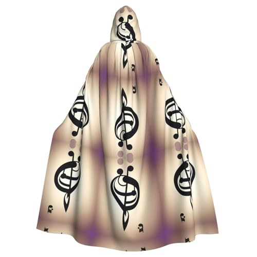JIUTY Maskerade mit Musiknoten-Druck, für Erwachsene, wirtschaftlicher Kapuzenumhang, 140 cm lang, perfekt für Halloween-Partys, Tänze von JIUTY