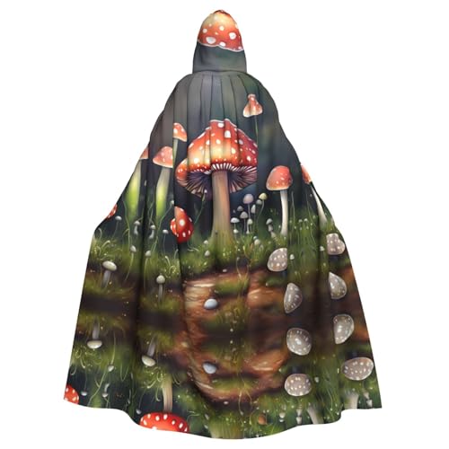 JIUTY Maskerade mit Pilz-Druck, für Erwachsene, wirtschaftlicher Kapuzenumhang, 140 cm lang, perfekt für Halloween-Partys, Tänze von JIUTY