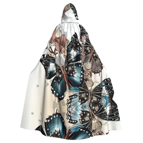 JIUTY Maskerade mit Schmetterlings-Blumendruck, für Erwachsene, wirtschaftlicher Kapuzenumhang, 140 cm lang, perfekt für Halloween-Partys, Tänze JIUTY Maskerade mit Schmetterlings-Blumendruck, für Erwachsene, wirtschaftlicher Kapuzenumhang, 140 cm lang, perfekt für Halloween-Partys, Tänze von JIUTY