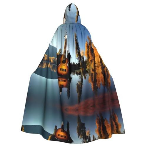 JIUTY Maskerade mit See-Gitarre, reflektierender Druck, für Erwachsene, wirtschaftlicher Umhang mit Kapuze, 140 cm lang, perfekt für Halloween-Partys, Tänze von JIUTY