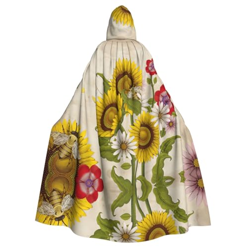 JIUTY Maskerade mit Sonnenblumen, Gänseblümchen, Rose, für Erwachsene, wirtschaftlicher Kapuzenumhang, 140 cm lang, perfekt für Halloween-Partys, Tänze von JIUTY