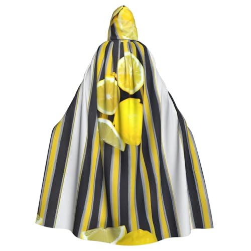 JIUTY Maskerade mit Zitronenschale, gelbe Streifen, für Erwachsene, wirtschaftlicher Kapuzenumhang, 140 cm lang, perfekt für Halloween-Partys, Tänze von JIUTY