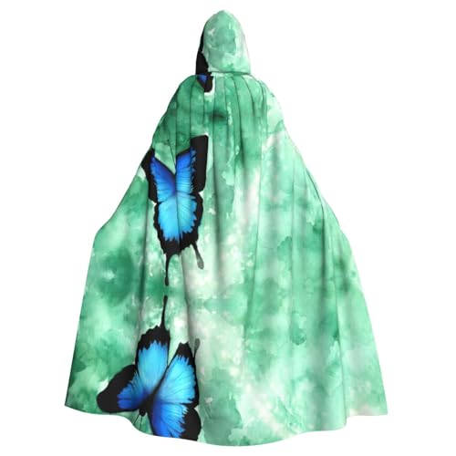 JIUTY Maskerade mit blauem Schmetterlingsmuster, für Erwachsene, wirtschaftlicher Kapuzenumhang, 140 cm lang, perfekt für Halloween-Partys, Tänze JIUTY Maskerade mit blauem Schmetterlingsmuster, für Erwachsene, wirtschaftlicher Kapuzenumhang, 140 cm lang, perfekt für Halloween-Partys, Tänze von JIUTY