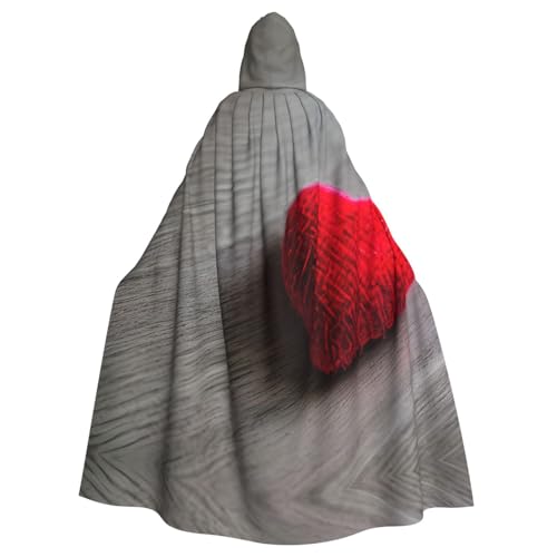 JIUTY Maskerade mit fallendem rotem Herz-Druck, für Erwachsene, wirtschaftlicher Kapuzenumhang, 140 cm lang, perfekt für Halloween-Partys, Tänze von JIUTY