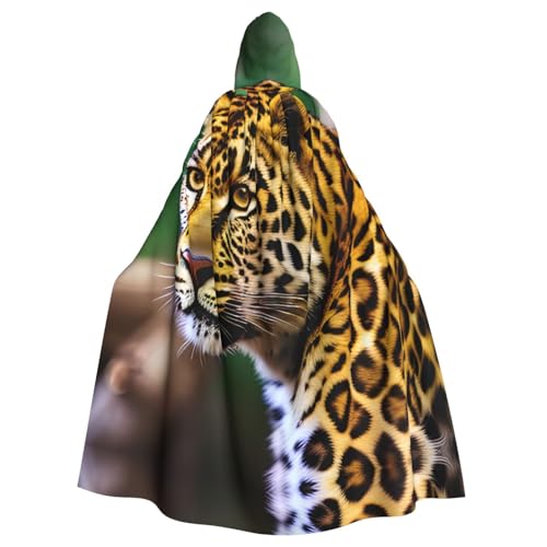 JIUTY Maskerade mit gelbem Leopardenmuster, für Erwachsene, wirtschaftlicher Kapuzenumhang, 140 cm lang, perfekt für Halloween-Partys, Tänze JIUTY Maskerade mit gelbem Leopardenmuster, für Erwachsene, wirtschaftlicher Kapuzenumhang, 140 cm lang, perfekt für Halloween-Partys, Tänze von JIUTY