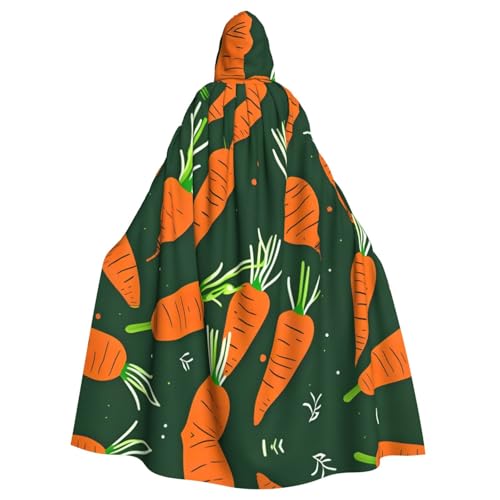 JIUTY Maskerade mit glücklichem Karottendruck, wirtschaftlicher Kapuzenumhang für Erwachsene, 140 cm lang, perfekt für Halloween-Partys, Tänze von JIUTY