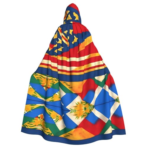 JIUTY Maskerade mit hawaiianischen Flaggen, für Erwachsene, wirtschaftlicher Kapuzenumhang, 140 cm lang, perfekt für Halloween-Partys, Tänze von JIUTY