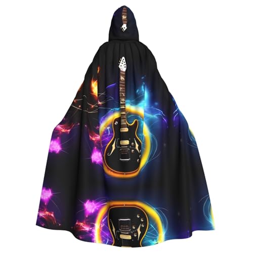 JIUTY Maskerade mit magischer E-Gitarre, mit Kapuze, für Erwachsene, 140 cm lang, perfekt für Halloween-Partys, Tänze von JIUTY