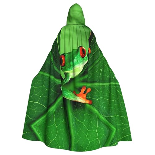 JIUTY Maskerade mit niedlichem Froschdruck, für Erwachsene, wirtschaftlicher Kapuzenumhang, 140 cm lang, perfekt für Halloween-Partys, Tänze von JIUTY