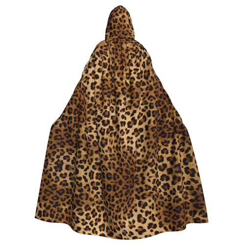 JIUTY Maskerade mit niedlichem Leopardenmuster, für Erwachsene, wirtschaftlicher Umhang mit Kapuze, 140 cm lang, perfekt für Halloween-Partys, Tänze von JIUTY