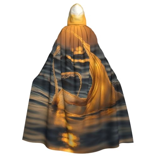 JIUTY Meerjungfrauenschwanz-Druck, Maskerade für Erwachsene, wirtschaftlicher Kapuzenumhang, 140 cm lang, perfekt für Halloween-Partys, Tänze JIUTY Meerjungfrauenschwanz-Druck, Maskerade für Erwachsene, wirtschaftlicher Kapuzenumhang, 140 cm lang, perfekt für Halloween-Partys, Tänze von JIUTY