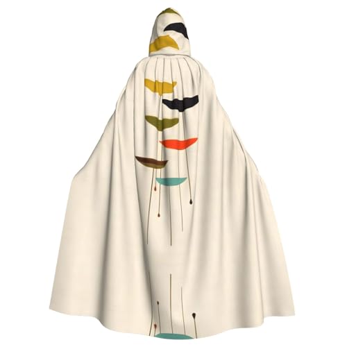 JIUTY Moderner, bedruckter Umhang mit Kapuze für Erwachsene, 140 cm lang, perfekt für Halloween-Partys, Tänze von JIUTY