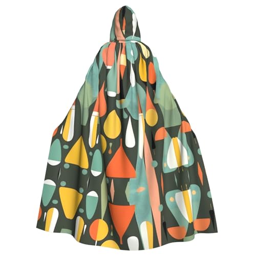 JIUTY Moderner Retro-Maskerade aus der Mitte des Jahrhunderts mit Tropfenformen, für Erwachsene, wirtschaftlicher Kapuzenumhang, 140 cm lang, perfekt für Halloween-Partys, Tänze von JIUTY
