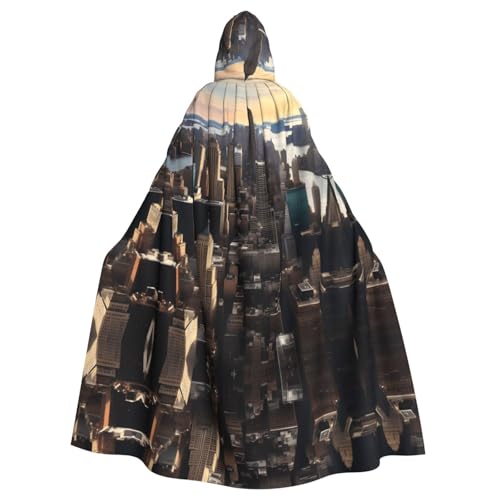 JIUTY New York City Druck Maskerade, wirtschaftlicher Kapuzenumhang für Erwachsene, 140 cm lang, perfekt für Halloween-Partys, Tänze von JIUTY