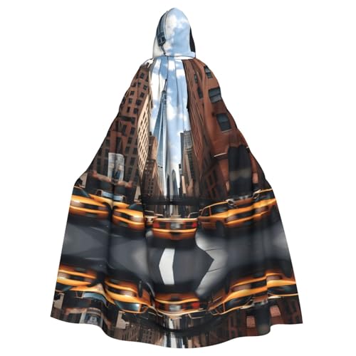 JIUTY New York Printing Maskerade, Erwachsenenumhang, wirtschaftlicher Kapuzenumhang, 140 cm lang, perfekt für Halloween-Partys, Tänze von JIUTY