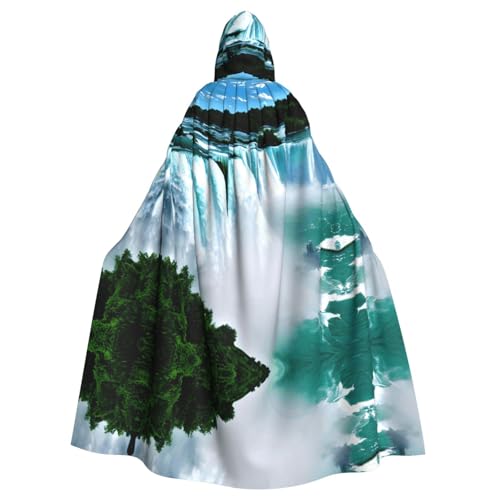 JIUTY Niagara Herbst-Druck, Maskerade, wirtschaftlicher Kapuzenumhang für Erwachsene, 140 cm lang, perfekt für Halloween-Partys, Tänze von JIUTY