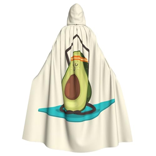 JIUTY Niedlicher Yoga-Avocado-Druck, Maskerade für Erwachsene, wirtschaftlicher Kapuzenumhang, 140 cm lang, perfekt für Halloween-Partys, Tänze von JIUTY