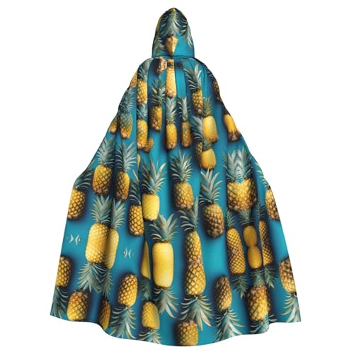 JIUTY Ocean Beach Ananas-Druck, Maskerade für Erwachsene, wirtschaftlicher Kapuzenumhang, 140 cm lang, perfekt für Halloween-Partys, Tänze von JIUTY