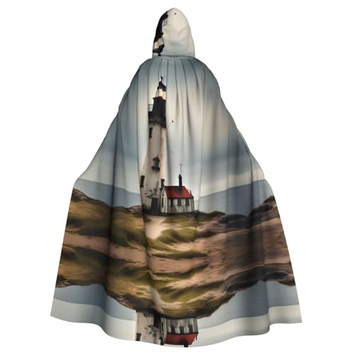 JIUTY Old Lighthouse-Standard-Scale-2_00x Druck-Maskerade, Erwachsenen-Umhang, wirtschaftlicher Kapuzenumhang, 140 cm lang, perfekt für Halloween-Partys, Tänze von JIUTY