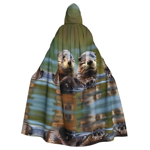 JIUTY Otter-Druck, Maskerade, wirtschaftlicher Kapuzenumhang für Erwachsene, 140 cm lang, perfekt für Halloween-Partys, Tänze von JIUTY