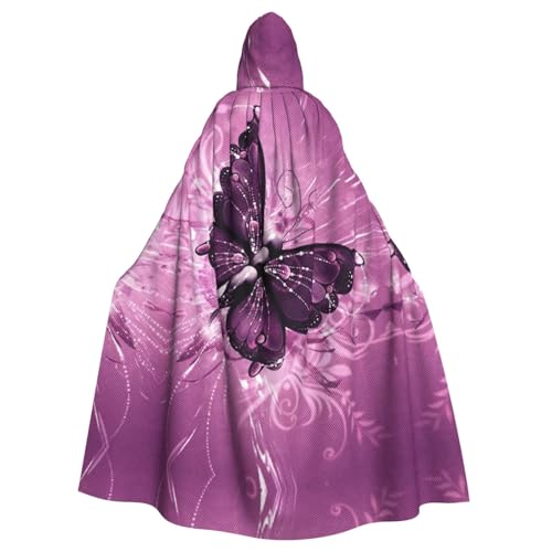 JIUTY Schmetterlings-Druck, Maskerade für Erwachsene, wirtschaftlicher Umhang mit Kapuze, 140 cm lang, perfekt für Halloween-Partys, Tänze von JIUTY
