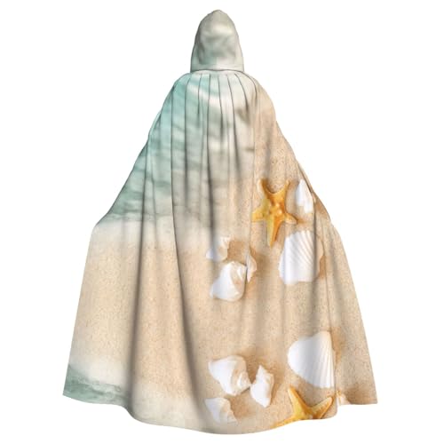 JIUTY Strand-Maskerade mit Seestern-Druck, für Erwachsene, wirtschaftlicher Kapuzenumhang, 140 cm lang, perfekt für Halloween-Partys, Tänze von JIUTY