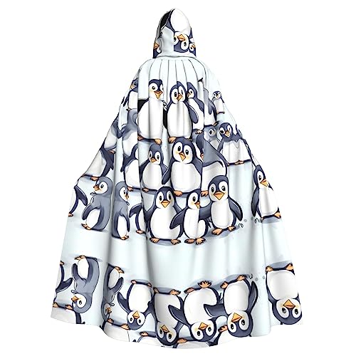 JIUTY Umhang mit Kapuze und vielen niedlichen Baby-Pinguinen, Uni, für Halloween, Weihnachten, Vampir, Hexe, Kostüme, Partyumhang von JIUTY