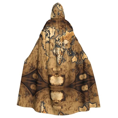 JIUTY Umhang mit alter gebeizter Weltkarte, Erwachsenen-Umhang, 140 cm lang, perfekt für Halloween-Partys, Tänze von JIUTY
