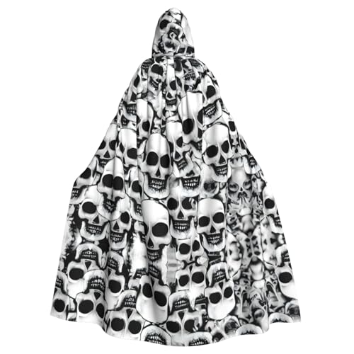 JIUTY Viele mexikanische Totenkopf-Aufdruck-Maskerade, wirtschaftlicher Kapuzenumhang für Erwachsene, 140 cm lang, perfekt für Halloween-Partys, Tänze von JIUTY