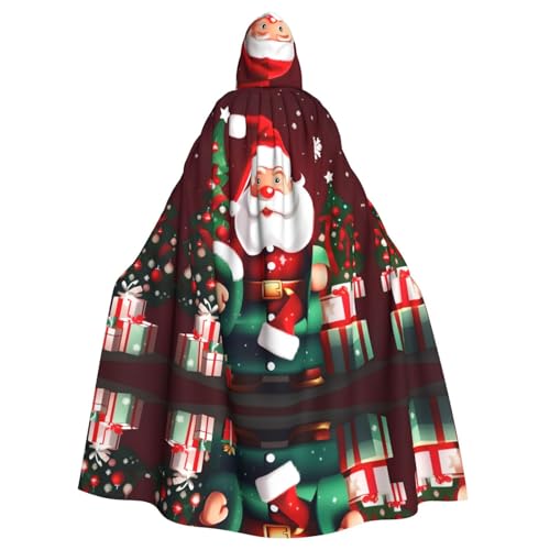 JIUTY Weihnachtsmann-Geschenk, bedruckt, Maskerade für Erwachsene, wirtschaftlicher Kapuzenumhang, 140 cm lang, perfekt für Halloween-Partys, Tänze von JIUTY