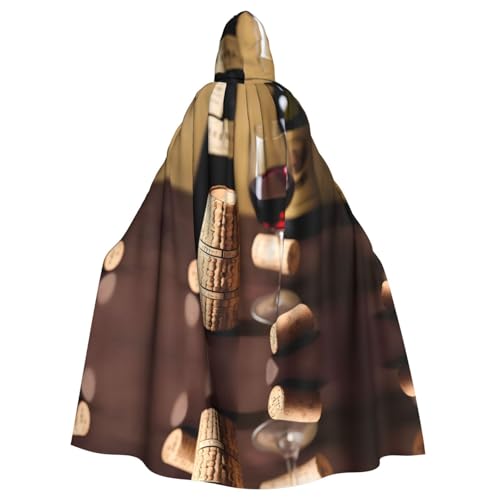 JIUTY Weinkork-Druck, Maskerade für Erwachsene, wirtschaftlicher Umhang mit Kapuze, 140 cm lang, perfekt für Halloween-Partys, Tänze von JIUTY