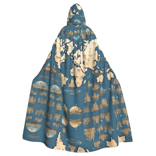 JIUTY Weltkarten-Druck, Maskerade, wirtschaftlicher Kapuzenumhang für Erwachsene, 140 cm lang, perfekt für Halloween-Partys, Tänze JIUTY Weltkarten-Druck, Maskerade, wirtschaftlicher Kapuzenumhang für Erwachsene, 140 cm lang, perfekt für Halloween-Partys, Tänze von JIUTY