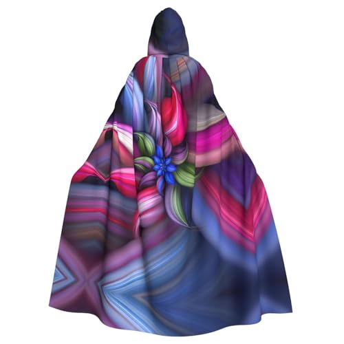 JIUTY Wunderschöner Blumendruck-Maskerade, wirtschaftlicher Kapuzenumhang für Erwachsene, 140 cm lang, perfekt für Halloween-Partys, Tänze von JIUTY