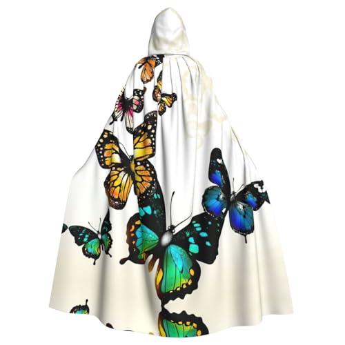 JIUTY Wunderschöner Schmetterlings-Druck, Umhang mit Kapuze, 140 cm lang, perfekt für Halloween-Partys, Tänze JIUTY Wunderschöner Schmetterlings-Druck, Umhang mit Kapuze, 140 cm lang, perfekt für Halloween-Partys, Tänze von JIUTY