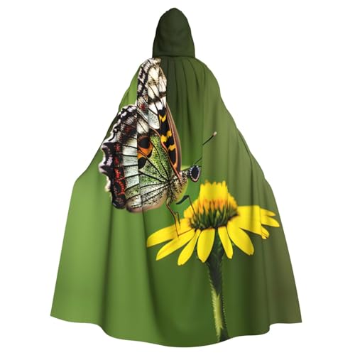 JIUTY Wunderschöner leuchtender Schmetterling 1 Druck Maskerade, wirtschaftlicher Kapuzenumhang für Erwachsene, 140 cm lang, perfekt für Halloween-Partys, Tänze von JIUTY