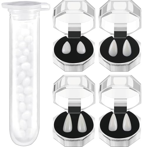 Vampirzähne, 5 Stücke Halloween Vampir Fangs Kit, 4 Größen Custom Fangs Vampire Zähne Gefälschte Zahnersatz mit 1 Rohr Zähne Pellets Klebstoff für Cosplay Party Requisiten Halloween Zähne Requisiten Vampirzähne, 5 Stücke Halloween Vampir Fangs Kit, 4 Größen Custom Fangs Vampire Zähne Gefälschte Zahnersatz mit 1 Rohr Zähne Pellets Klebstoff für Cosplay Party Requisiten Halloween Zähne Requisiten von JIUXIJ