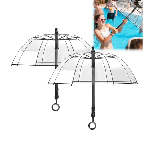 Wassersprühschirm für den Außenbereich, Sommerkühlungsspielzeug, transparenter Regenschirm mit langem Griff, tragbarer Wassersprüher, lustig für Strand-, Park- und Schulaktivitäten(2pcs) von JIYIHENKEAI