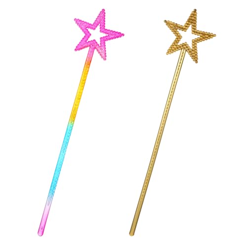 JIYIN 2 Stück Zauberstab Glitzer, Feenstab für Kinder Zauberstab Prinzessin Stab Zauberstäbe zum Kostüm Requisiten Cosplay Dekoration Geburtstag Party(Gold + Farbe) von JIYIN