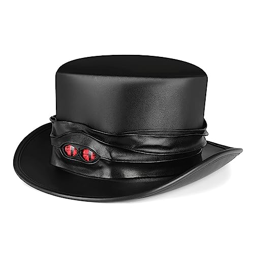 JIYTG Halloween-Kostüm, Cosplay, Gothics, Partyzubehör, Requisiten, schwarz, PU-Leder, Hut, Teufelsaugen für Männer und Frauen von JIYTG