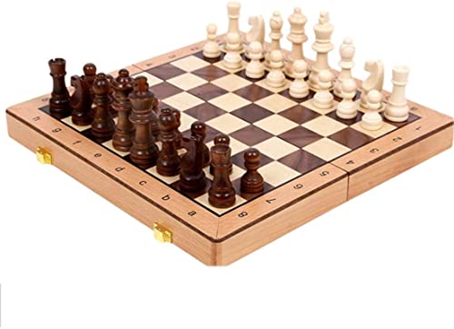 JIYTG Reise-Schach-Set aus Holz, internationales Schach-Set, faltbar, Innenaufbewahrung, Schachbrett, Reiseschach-Set für Kinder, Erwachsene, professionell, Amateur für Kinder und Erwachsene von JIYTG