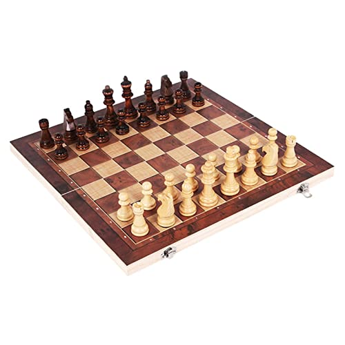 JIYTG Schach-Backgammon-Dame, 3-in-1-Schach-Set, Reiseschachspiel, Holzschachbrett und Holzschachfiguren, internationale Schachfiguren, 44 cm von JIYTG