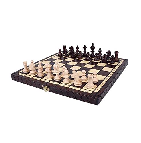 JIYTG Schachset Internationales Holzschach-Set, faltbares Schachbrett, 35,6 x 35,6 cm, tragbares Reise-Schach-Set aus Holz von JIYTG