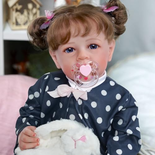 JIZHI Reborn-Baby ​- 17-Zoll Samtig-Glatte Haut Realistisch-Neugeborene Babypuppen Blaue Augen Mädchen Real Life Babypuppen mit Spielzeugzubehör Geschenkset für Kinder ab 3 Jahren & Sammlung von JIZHI