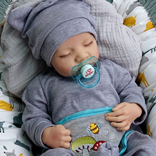 BABESIDE Reborn Puppe, 17-Zoll handwaschbar, für Babys, Jungen, Körper aus weichem Vinyl, Sieht aus wie EIN echtes Baby (Jungen mit geschlossenen Augen) von BABESIDE