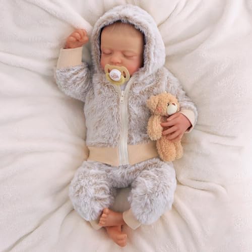 JIZHI Reborn Puppe - 20 Zoll Lebensecht Baby Puppen Junge Weicher Baumwollkörper - Handgefertigt Babypuppe mit Zubehör für Kinder ab 3 Jahren (Geschlossenen Augen) von JIZHI